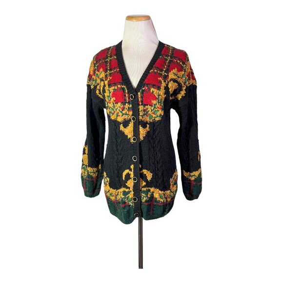 Vintage Portraits by Northern Isles Size S Holiday Cardigan Thick Knit Sweater - Picture 1 of 16